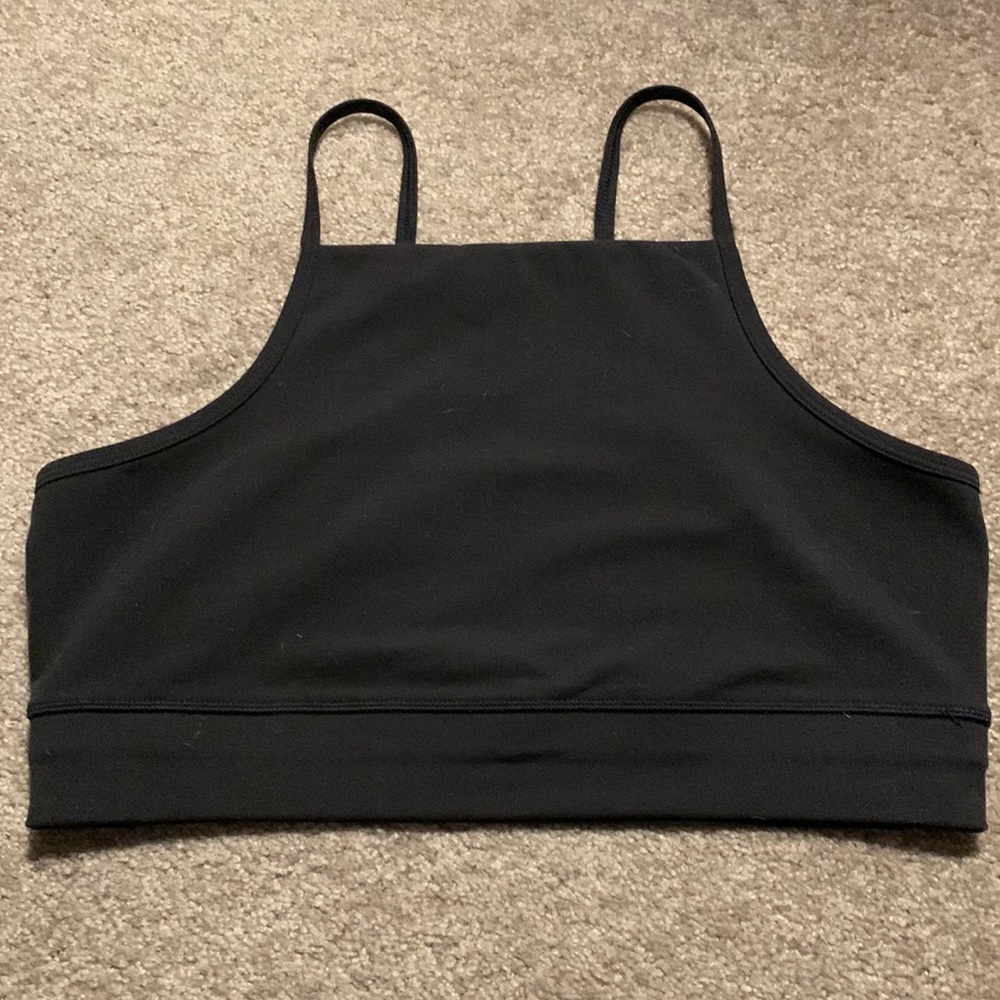 Black High-Neck Cropped Tank Top